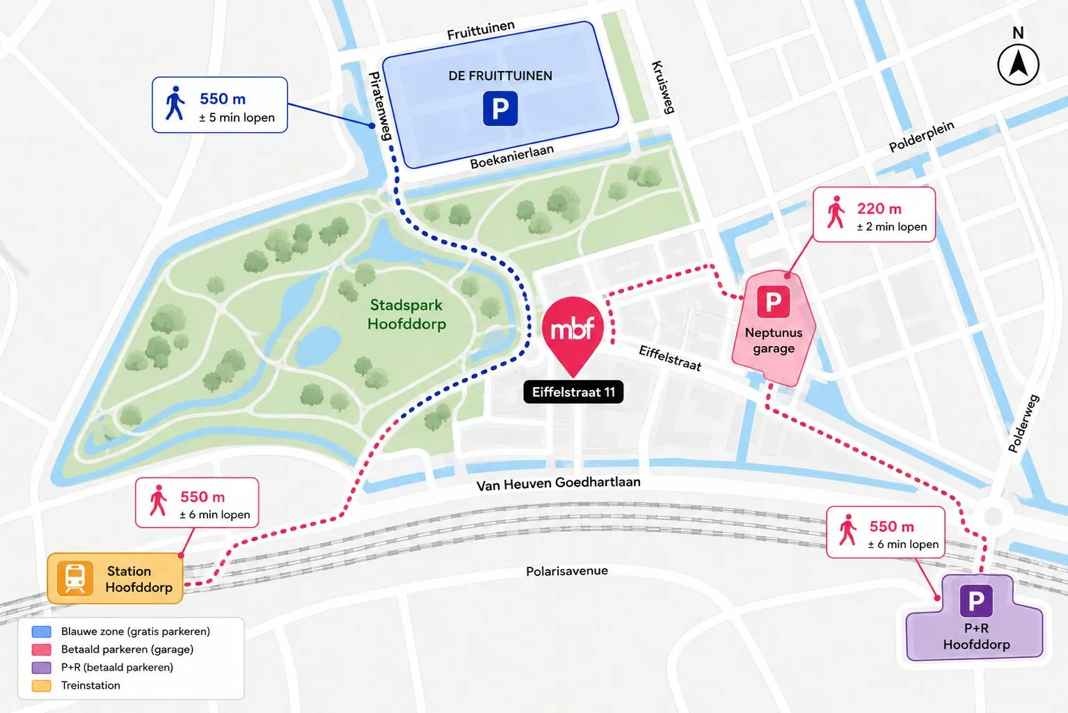 Parking map for MindBodyFitness in Hyde Park Hoofddorp